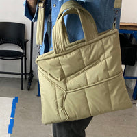 puffer tote with zipper