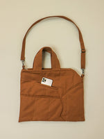 canvas puffer tote with zipper